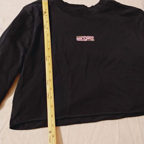 Vans Women’s Black & Pink Checkerboard “Off The Wall” Cropped Long Sleeve Large - Picture 4 of 6